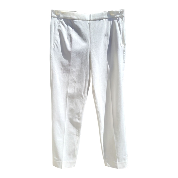 J. Crew Pants - J. Crew Martie White Bi-Stretch Cotton Pants Timeless Side Zip - Size 2